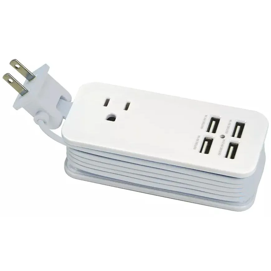 4 Port USB with Single AC Extendable Wire Charging Station