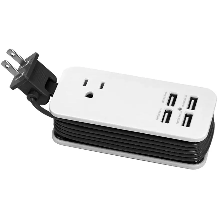 4 Port USB with Single AC Extendable Wire Charging Station