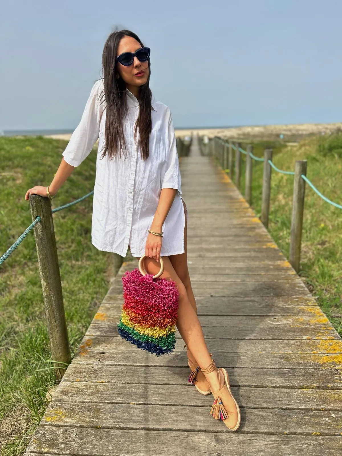 Baçal - colorful natural raffia bag