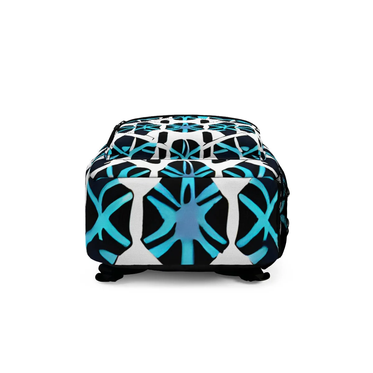 Bold Geometric Black and Blue Backpack: Your Perfect Travel Companion