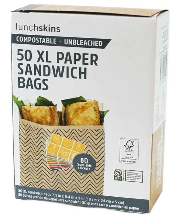 Compostable XL Sandwich Bags by Lunchskins , 50