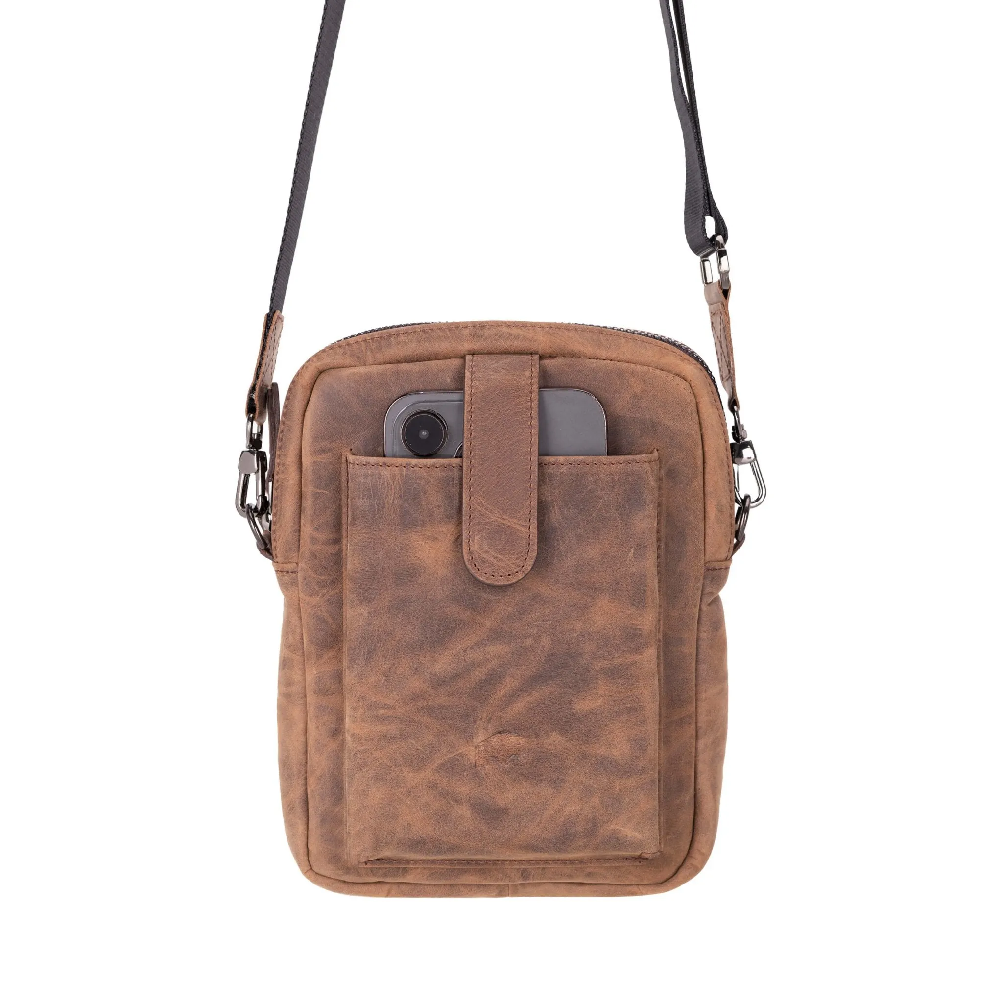 Dillon Crossbody Leather Bag, Distressed Coffee