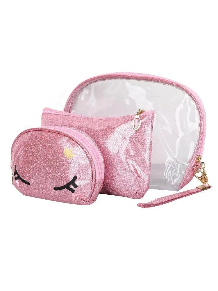 FabSeasons Crown Pink Combo of 3 Handy Toiletry, Cosmetic,Travel Pouch