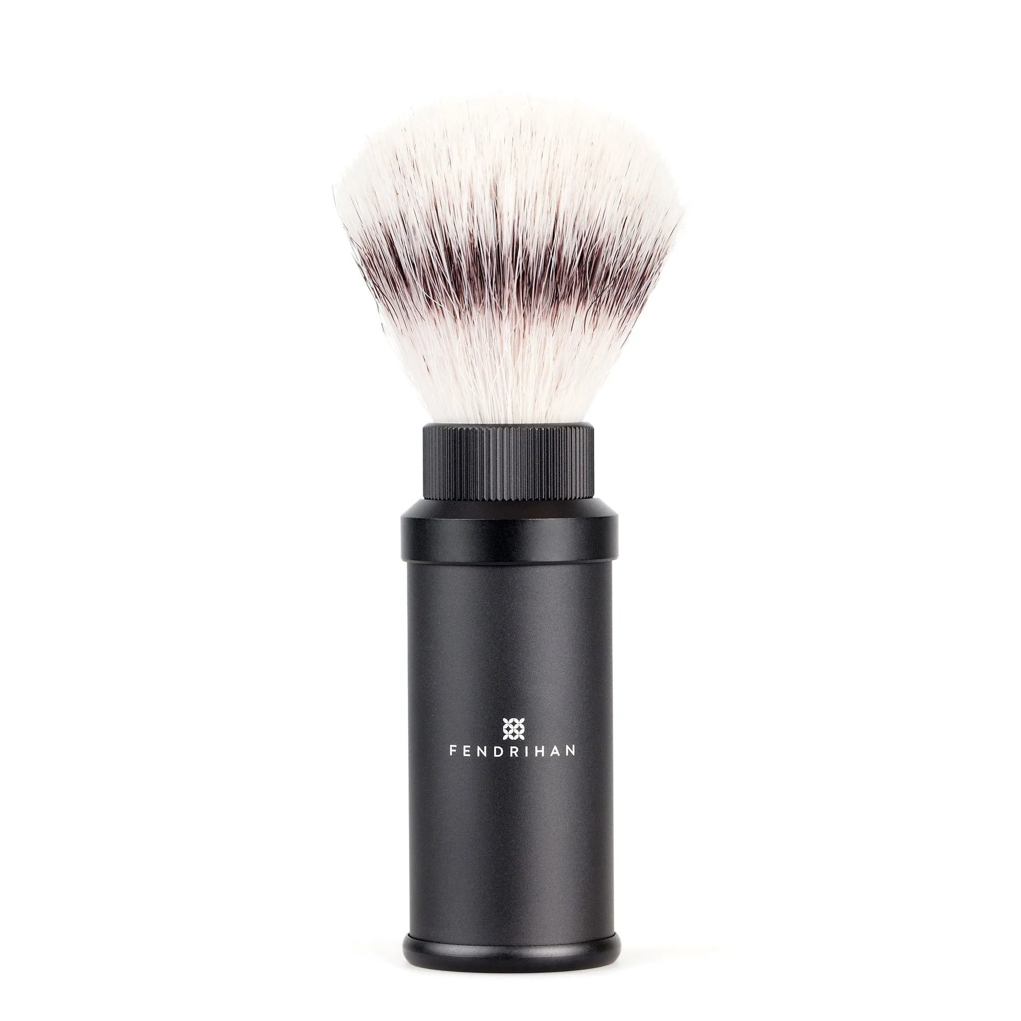 Fendrihan Black Anodized Aluminum Travel Shaving Brush, Silvertip Fibre