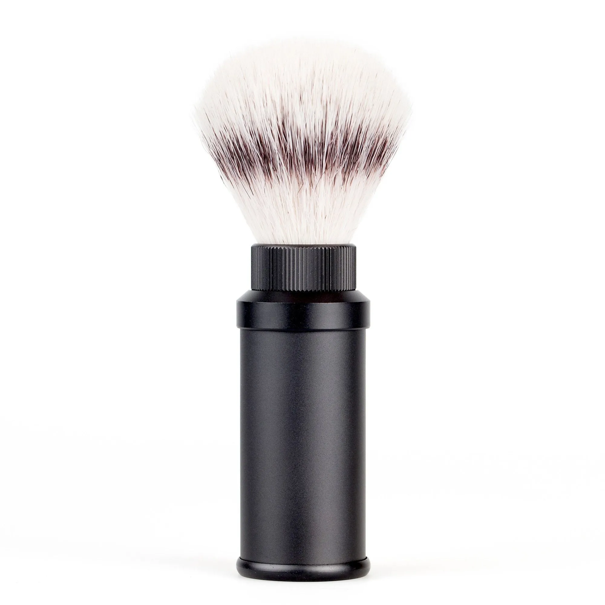 Fendrihan Black Anodized Aluminum Travel Shaving Brush, Silvertip Fibre