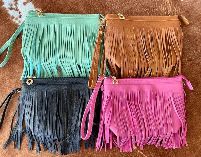 Fringed Boho Small Wristlet