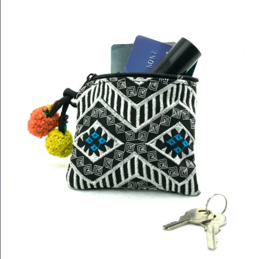 Geometric Boho Coin Purse with Lobster Clasp  - Thailand