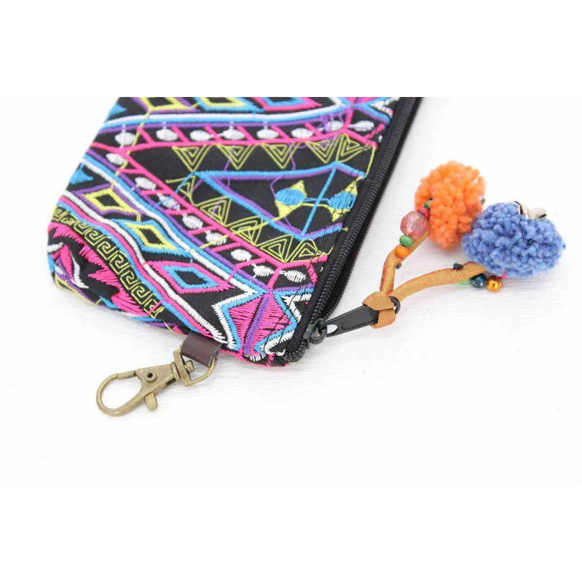 Geometric Boho Coin Purse with Lobster Clasp  - Thailand