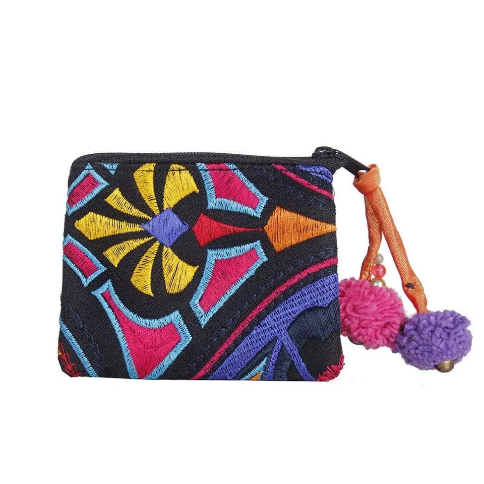 Geometric Boho Coin Purse with Lobster Clasp  - Thailand