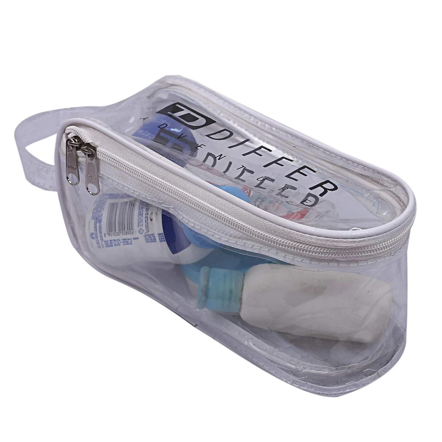 Heart Home 2 Piece Waterproof Shaving Pouch Toiletries Make Up Pouch Organizer Travel Pouch Set,White - CTHH13343