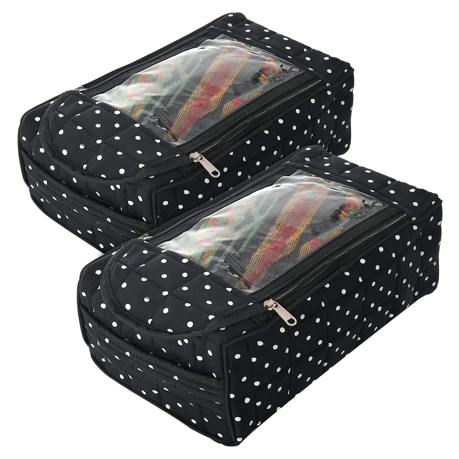 Heart Home Dot Printed Travel Shaving Dopp Kit/Toiletry Bag/Shoe Organizer for Men & Women-Pack of 2 (Black)-50HH01764