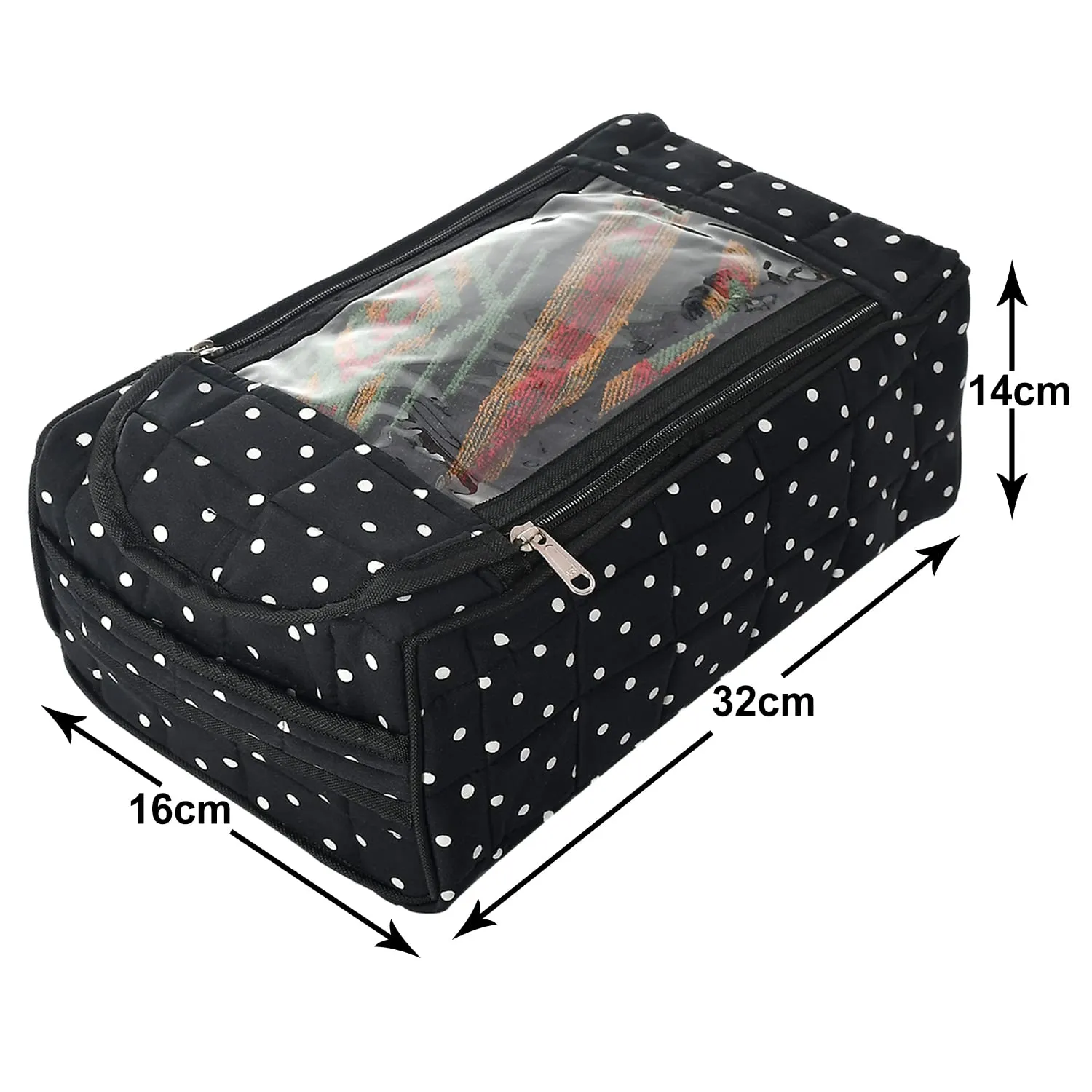 Heart Home Dot Printed Travel Shaving Dopp Kit/Toiletry Bag/Shoe Organizer for Men & Women-Pack of 2 (Black)-50HH01764