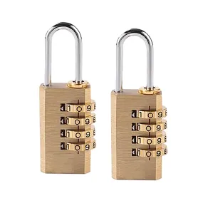 Homestic 4-Digit Code Combination Brass Lock | Number Lock | Portable Luggage Lock | Travel Lock for Briefcase, Laptop Bags (Pack of 2)