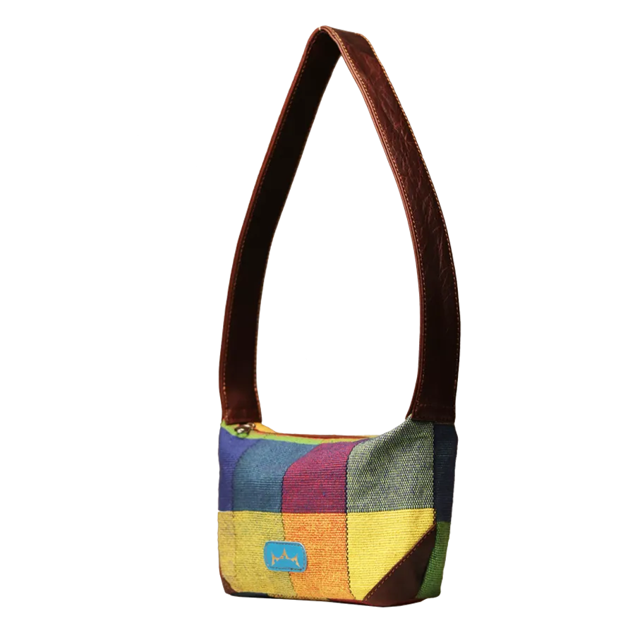 Jute Leather Vanity Bag Multicolor