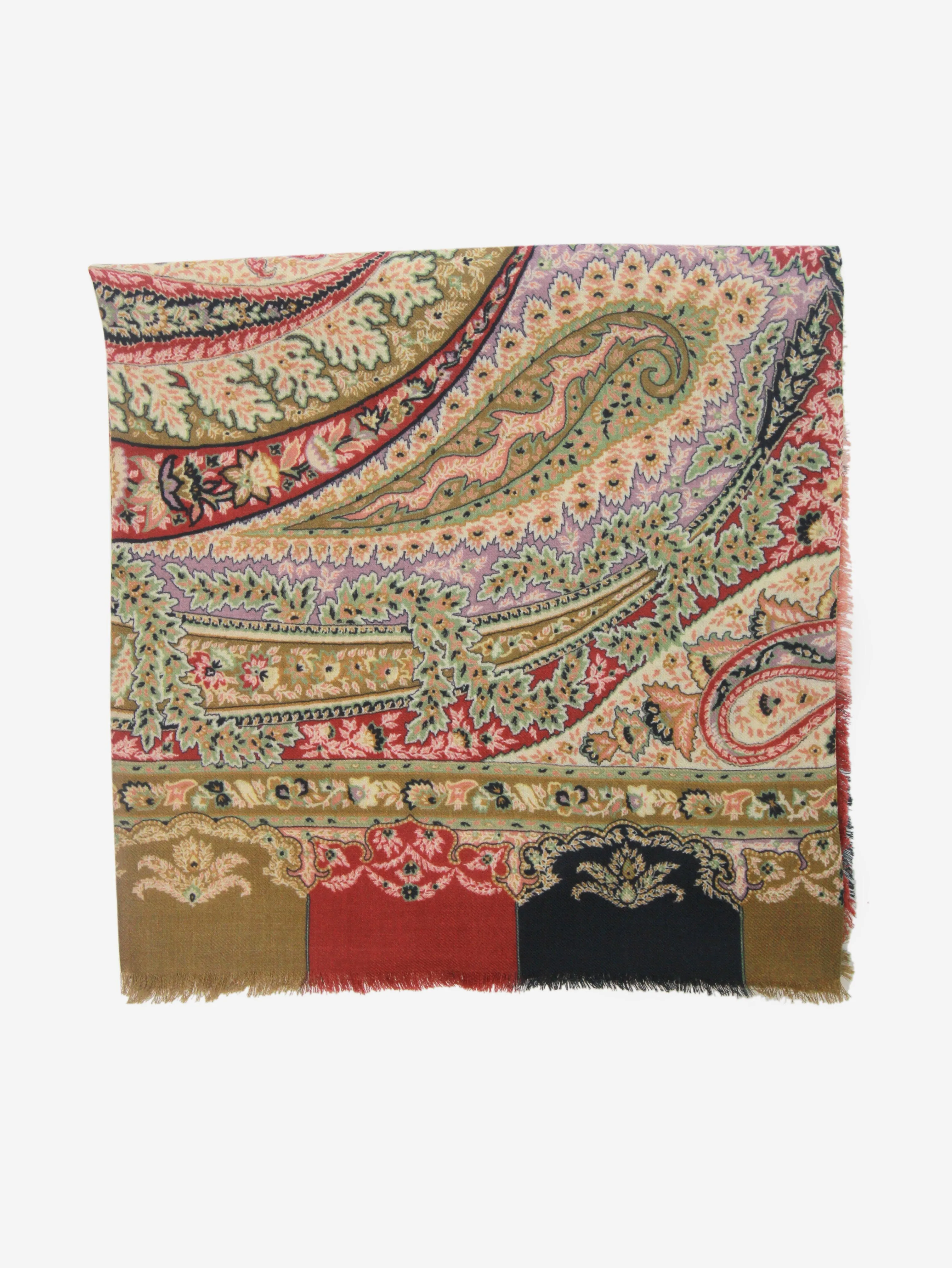 Multicolour floral and paisley scarf