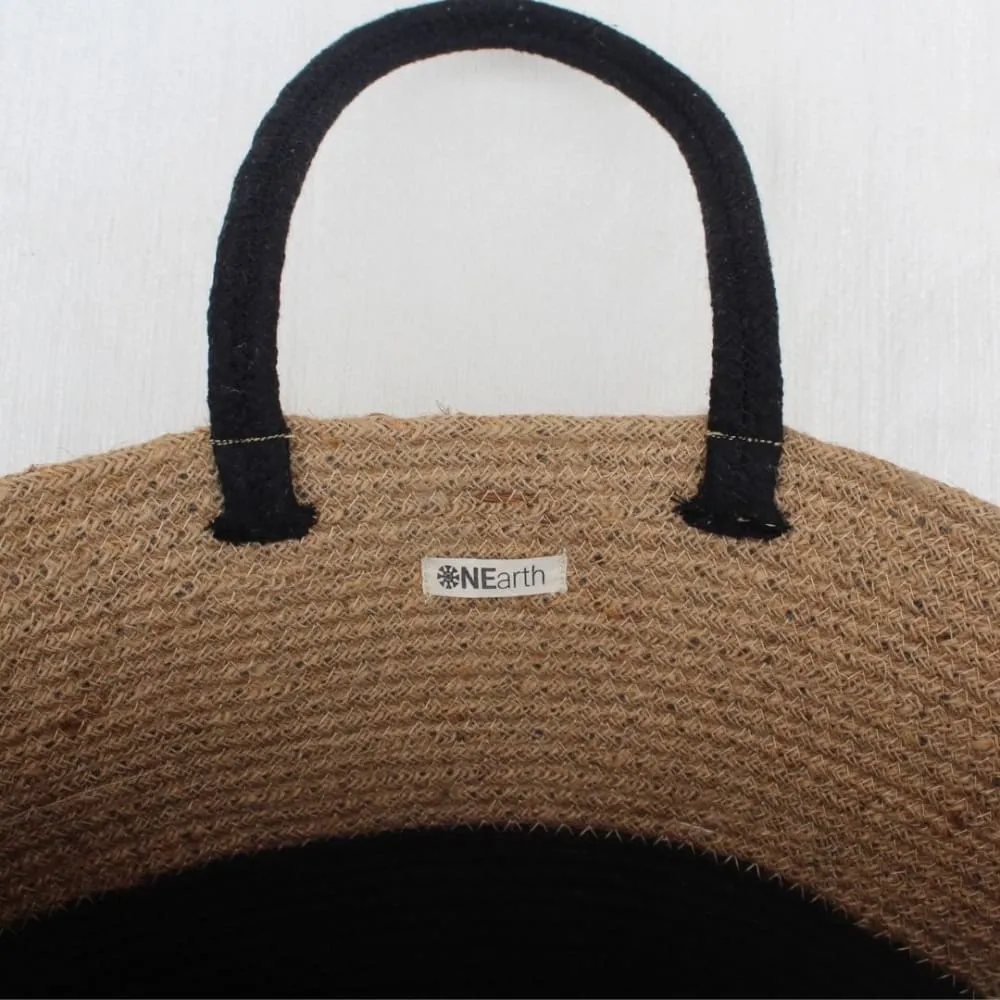 ONEarth Black/Beige Jute Tote Bag