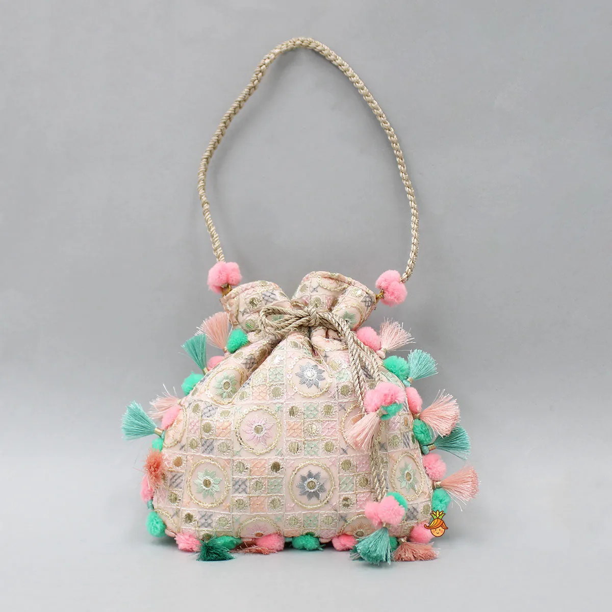 Pre Order: Lovely Sequins And Thread Work Potli Bag