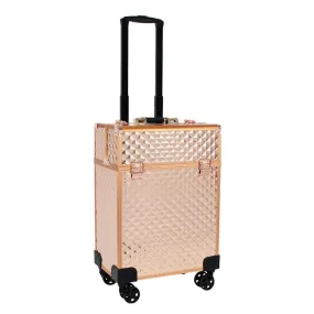 Professional Cosmetics Makeup Orgaizer Trolley With 4 Abs Wheels Rose Gold