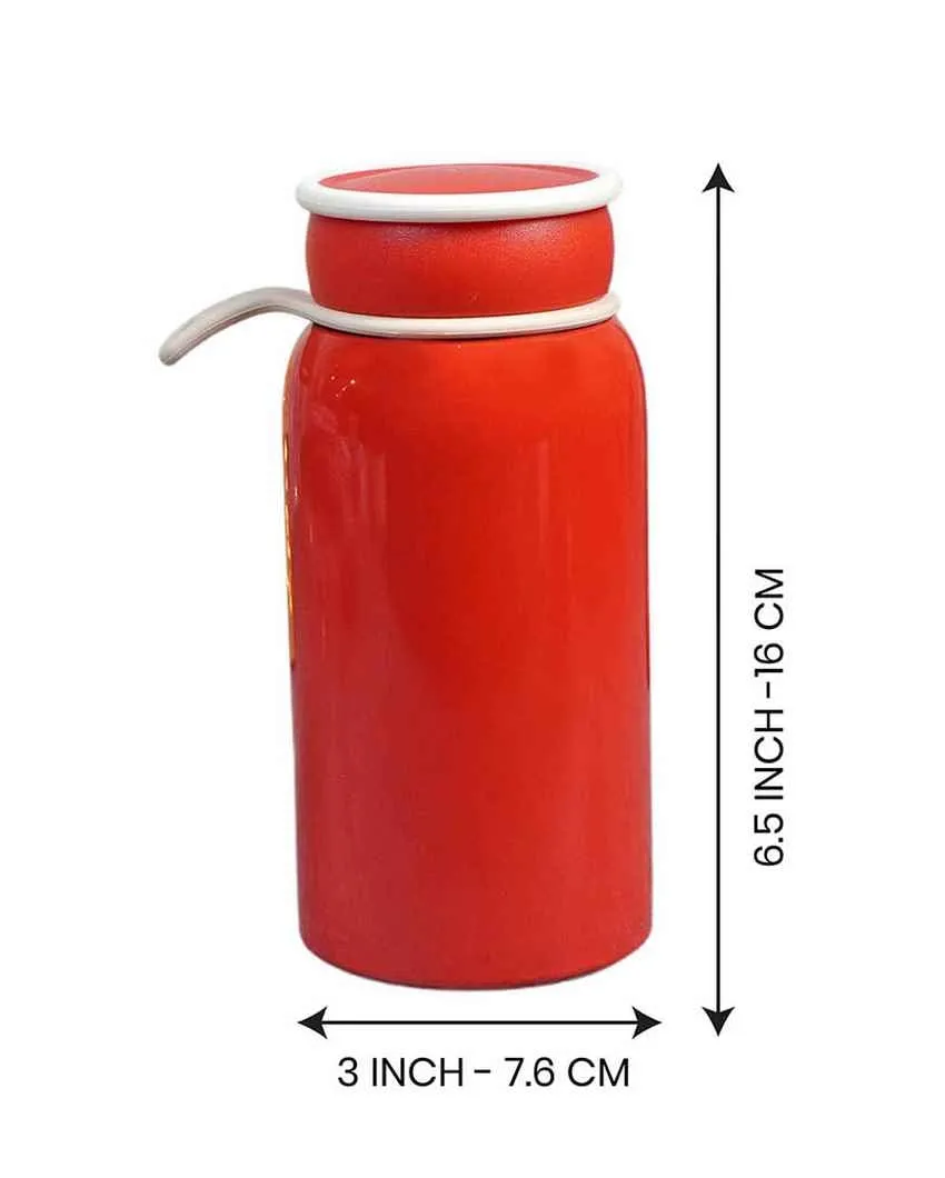 Red Christmas Sticker Stainless Steel Thermos Bottle With Strainer Filter | 3 x 7 inches | 400 ml