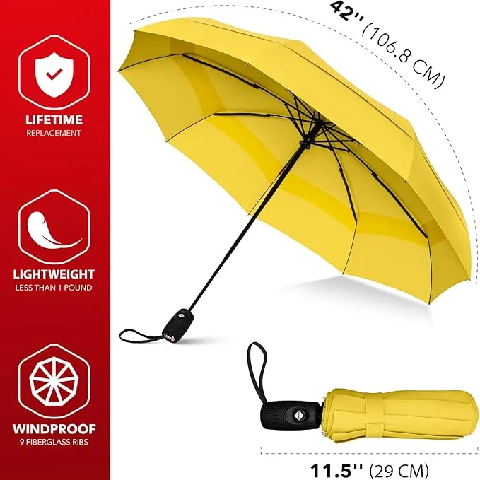 Repel Umbrella Windproof Travel Umbrellas for Rain - Easy Auto Open Close, Durable & Compact Umbrella, Strong Fiberglass Frame, Waterproof Canopy - Backpack, Purse, Portable Umbrella for Travel