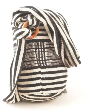 Striped Fringed Hobo Bag - M