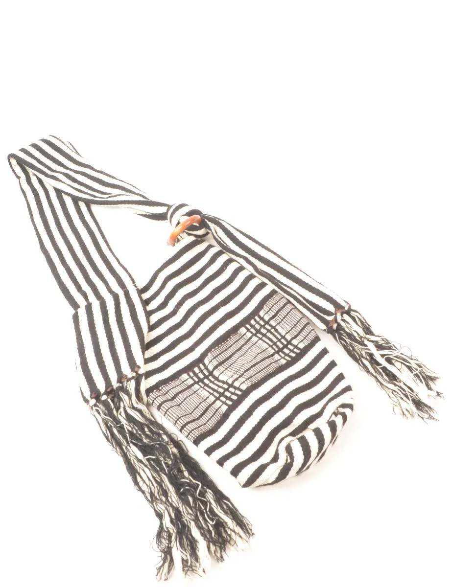 Striped Fringed Hobo Bag - M