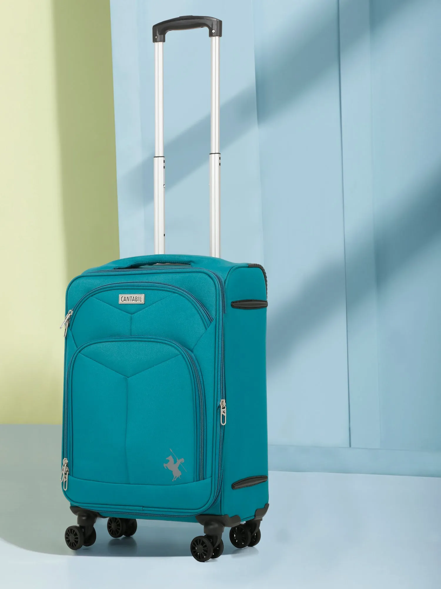 Unisex Teal Fashion Soft Luggage Trolley Bag