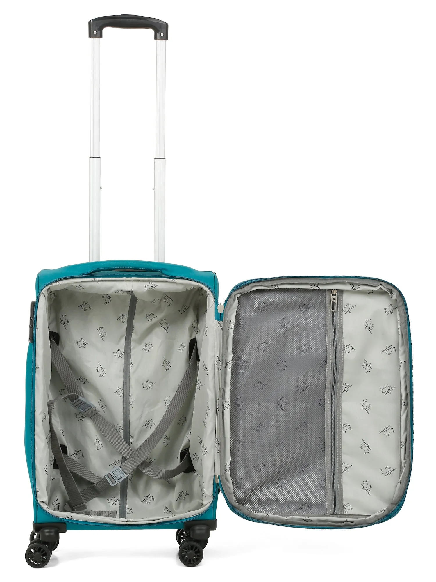 Unisex Teal Fashion Soft Luggage Trolley Bag